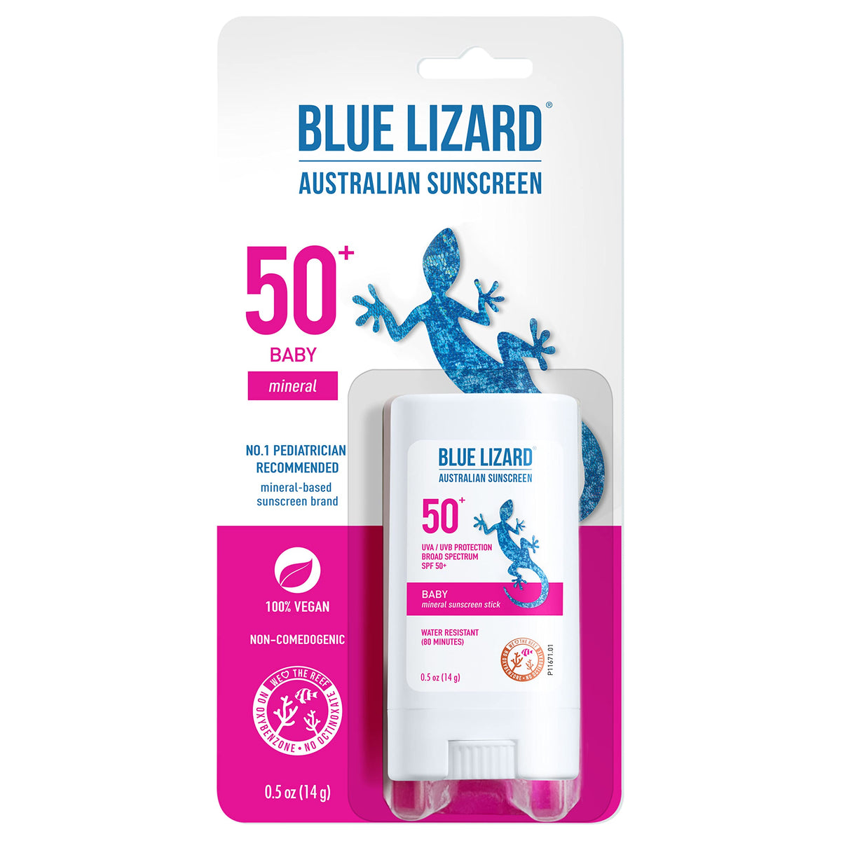 Blue Lizard Baby Mineral Sunscreen Stick, Spf 50+, Zinc Oxide, Water Resistant, 0.5 Oz