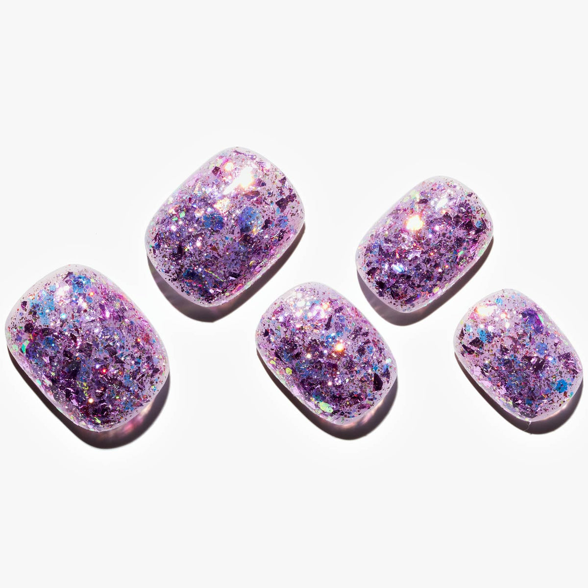 GLAMERMAID Light Purple Extra Short Square Press on Nails Kit - Glitter Soft Gel Squoval