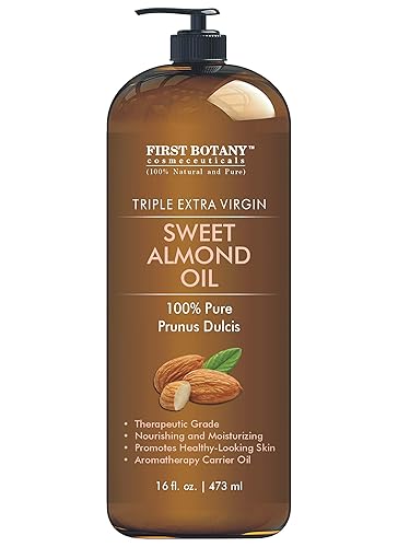 First Botany Cold Pressed Sweet Almond Oil - 100% Pure, 16 Fl Oz, Hair & Skin Care