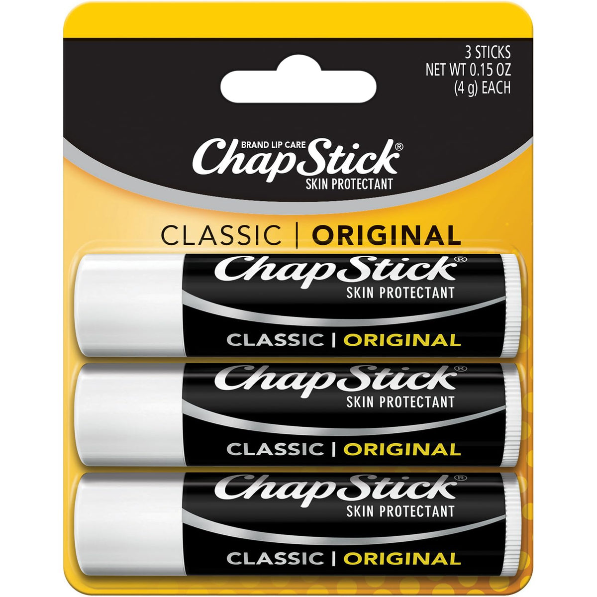 Chapstick Bulk Lip Balm Classic Original 3-Pack - Moisturizing Non-Tinted Lip Care 0.15 Oz