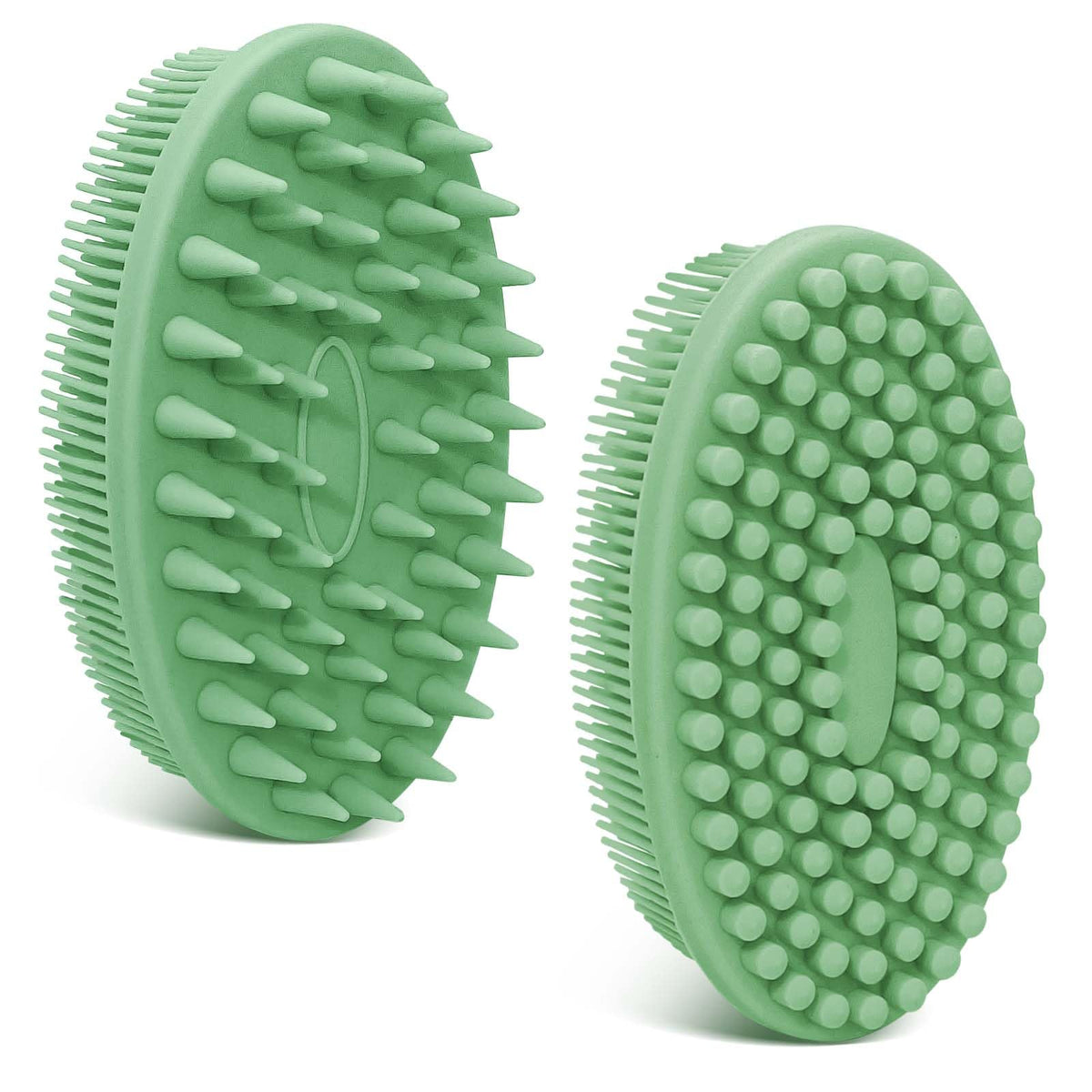 Geenoa Soft Silicone Body Scrubber 2Pcs - Dual-Sided Gentle Loofah, Green, Replaceable Heads