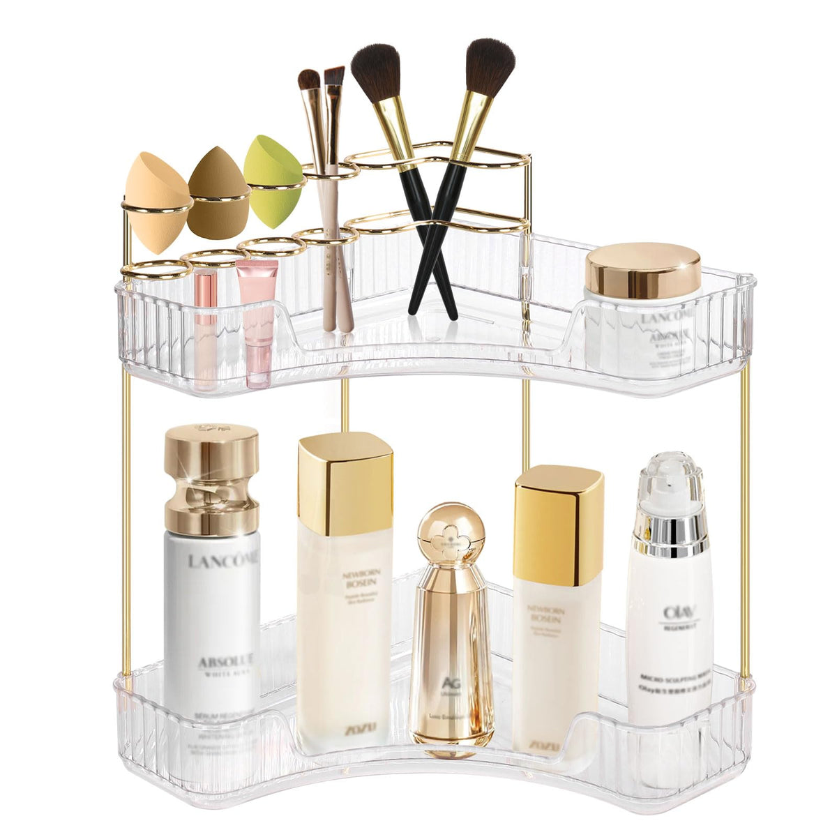 Jian Ya Na 2-Tier Clear Makeup Organizer - Large Capacity Bathroom Storage For Makeup & Perfume