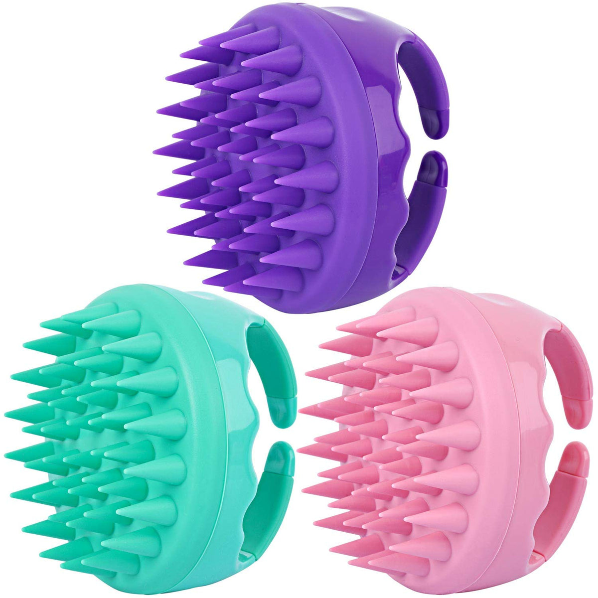 BTYMS 2 Pcs Hair Shampoo Brushes, Silicone Scalp Massager & Exfoliator, White & Purple