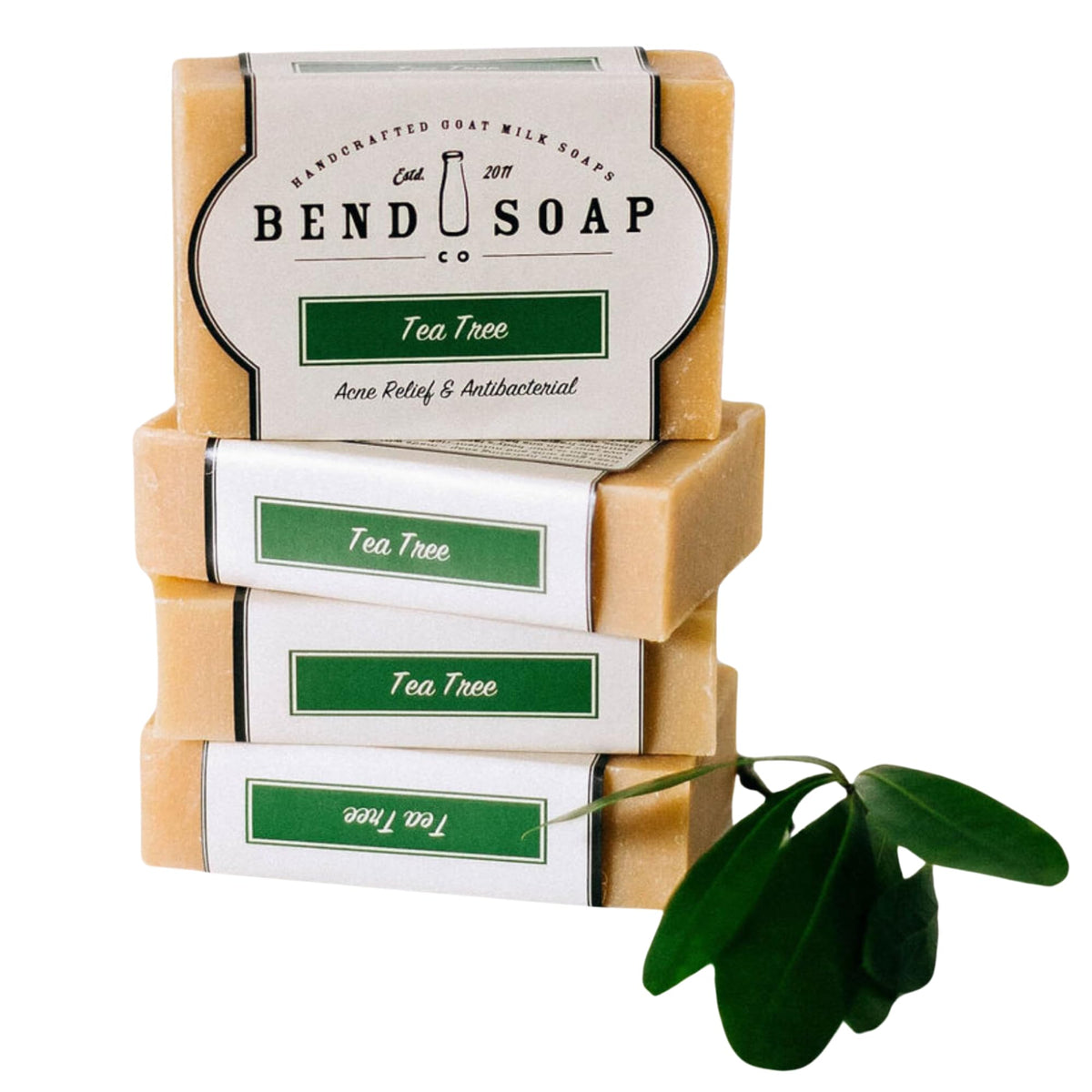 Bend Soap Company Tea Tree Goat Milk Soap - All Natural, Paraben Free, 4 Pack of 4.5oz