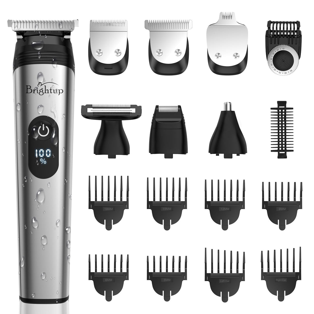 Brightup Beard Trimmer For Men, 2000Mah Rechargeable, Waterproof Grooming Kit, 22 Piece Set