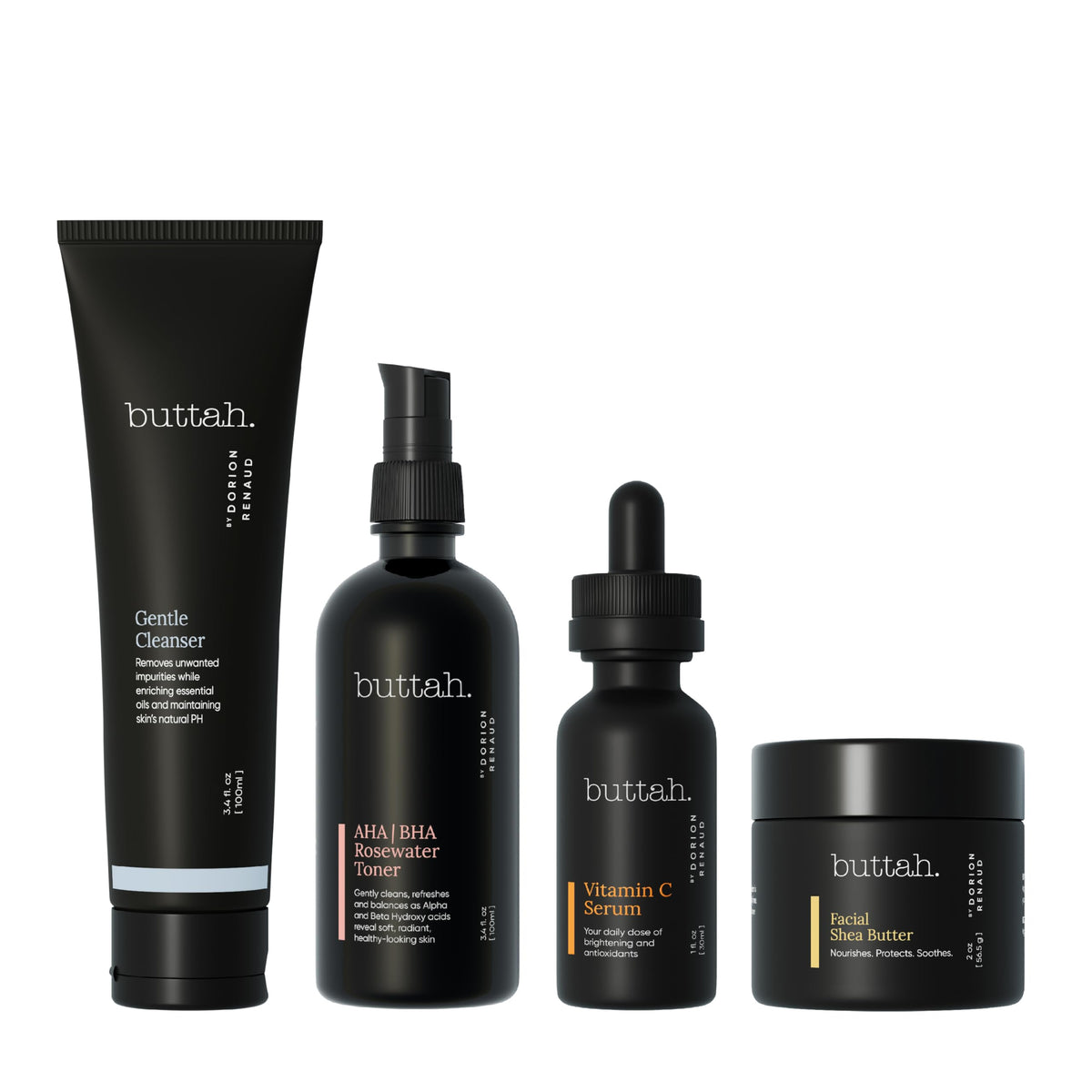 Buttah Skin Supreme Kit | 4-Piece Set For Melanin Rich Skin | Cleanser, Serum, Toner, Shea Butter