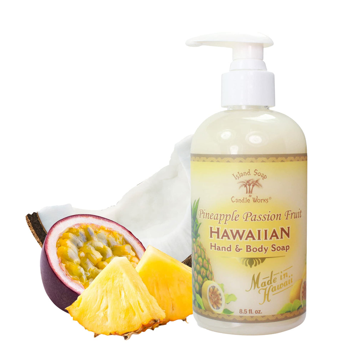 Island Soap & Candle Works Vegan Botanical Hand Soap - Pineapple Passionfruit 8.5Oz