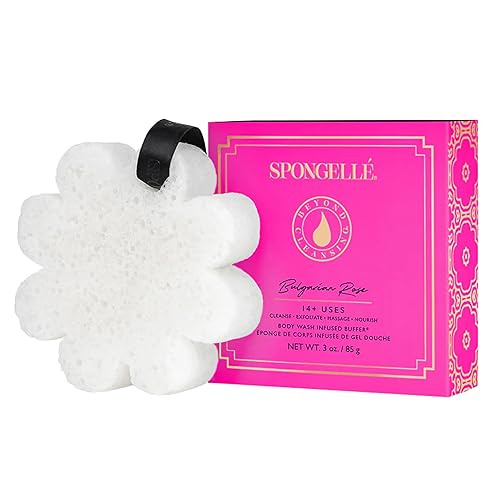 Spongellé Bulgarian Rose Body Scrubber & Loofah | 14+ Uses Exfoliator With Infused Wash