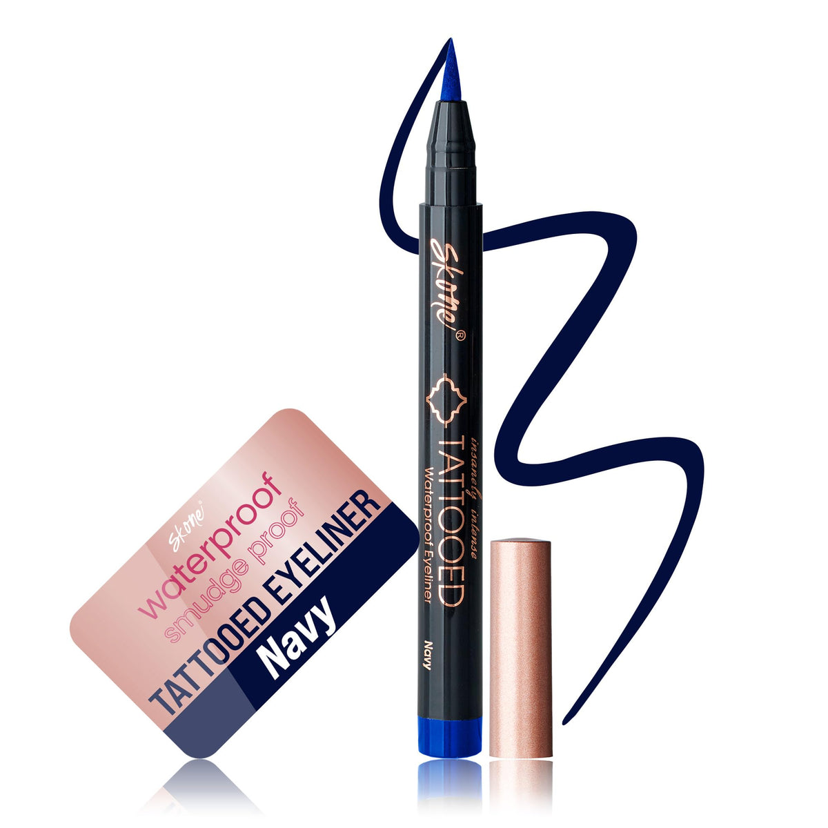 Skone Cosmetics Navy Tattooed Eyeliner Pen - Waterproof, Long Lasting, Smudge Proof, 0.07Oz