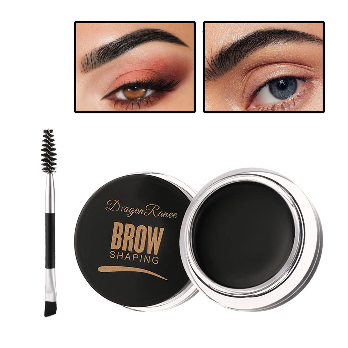 Ionsgako Eyebrow Pomade Gel - Waterproof Long Lasting Brow Makeup With Brush, Black, 0.04 Oz