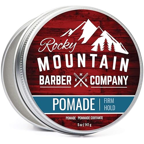 Rocky Mountain Barber Company Pomade - 5 Oz Strong Hold, High Shine, Easy Wash, Water Based