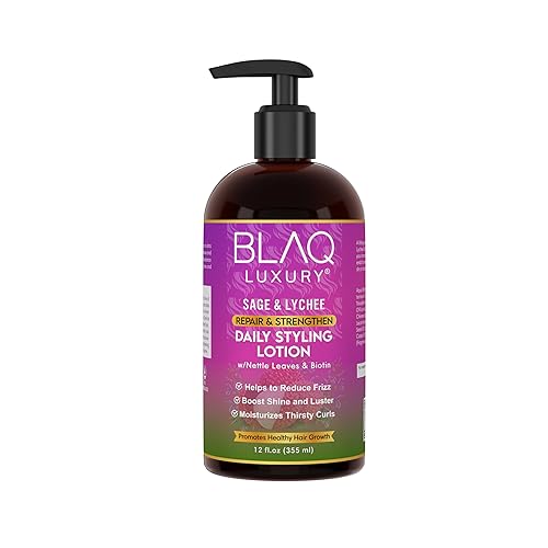 Blaq Luxury Sage & Lychee Daily Styling Lotion For Frizz Control & Hair Repair - 12Oz