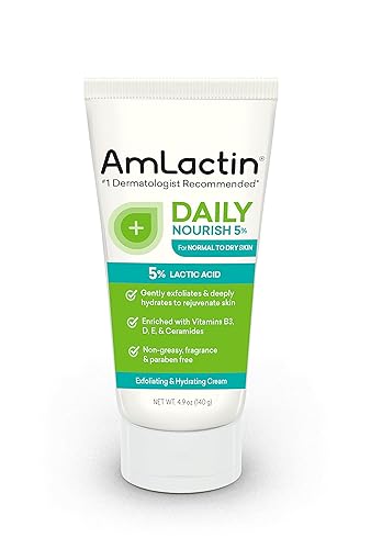 Amlactin Daily Nourish Body Cream 5% Lactic Acid 4.9 Oz - Exfoliating Moisturizer For