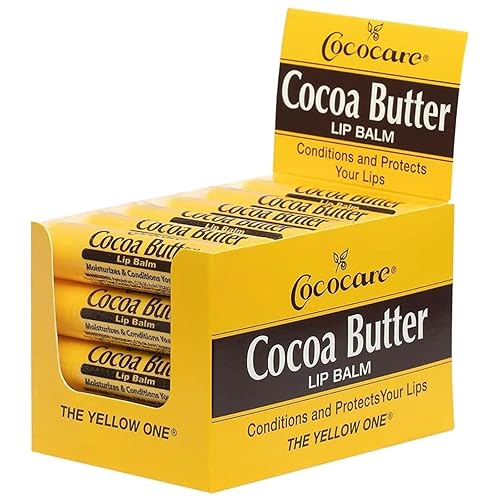 Cococare Cocoa Butter Lip Balm - Hydrating Formula, Light Cocoa Scent, 10 Sticks, 0.15Oz