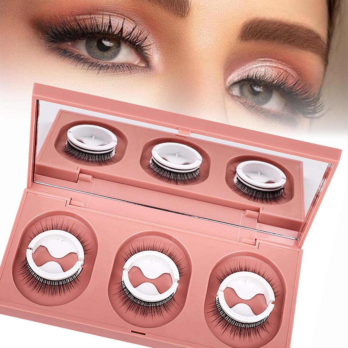 Mjjaoqyf Self-Adhesive Waterproof Eyelashes, Natural Look Snap-On Lashes, Easy Application