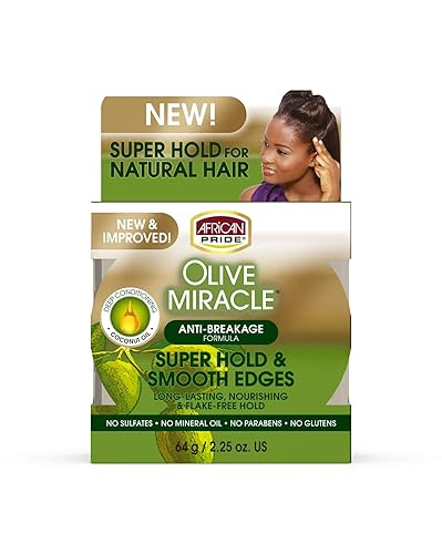 African Pride Olive Miracle Silky Smooth Edges 2.25 Oz - 2 Pack Hair Styling Gel