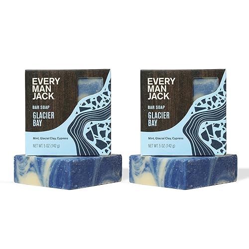 Every Man Jack Cold Plunge Bar Soap - Glacier Bay, 5Oz 2 Pack, Mint & Cypress Scent