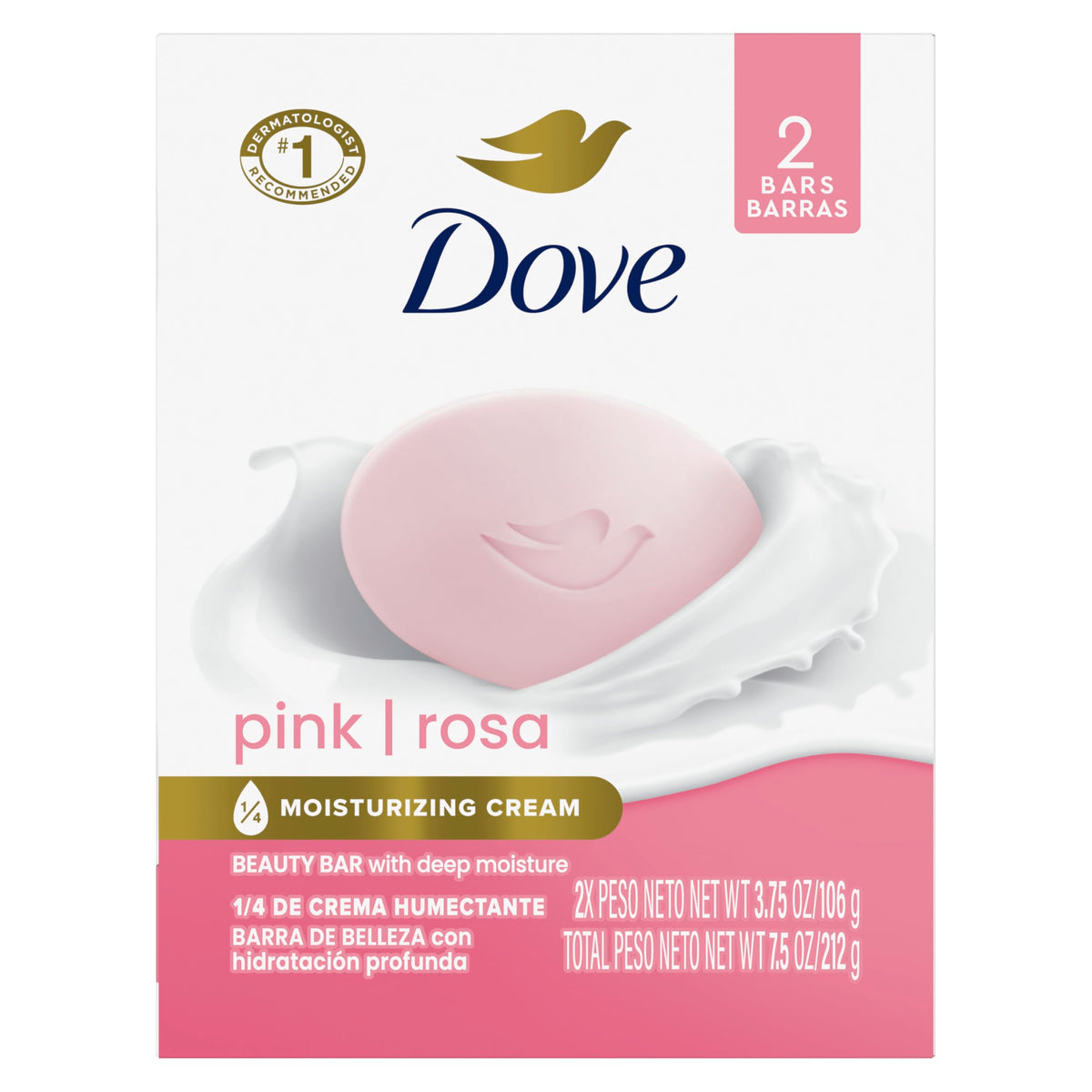 Dove Pink Beauty Bar Soap, 3.75 Oz (2 Bars) - Cleans & Moisturizes For Soft, Smooth Skin