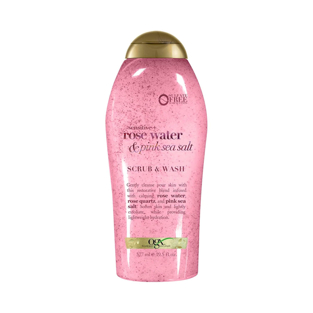 Ogx Sensitive Pink Sea Salt & Rosewater Body Scrub, 19.5 Fl Oz - Sulfate-Free Exfoliating Wash