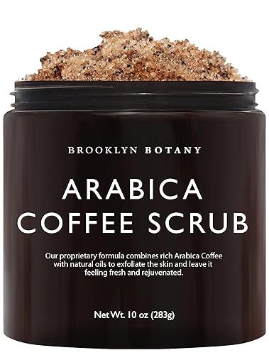 Brooklyn Botany Dead Sea Salt Coffee Scrub - Moisturizing Exfoliant For Body, Face & Hands 10 Oz