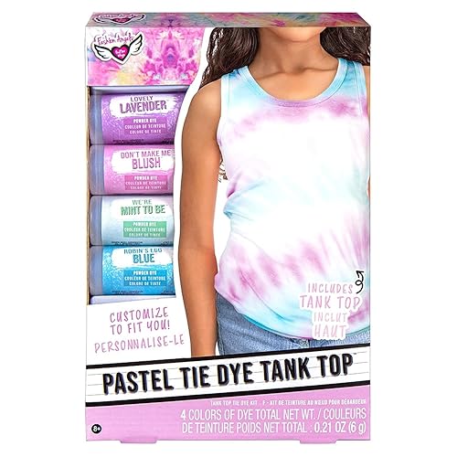 Fashion Angels Pastel Tie Dye Kit For Diy Tank Tops - Non-Toxic Dyes & Accessories, Ages 8+