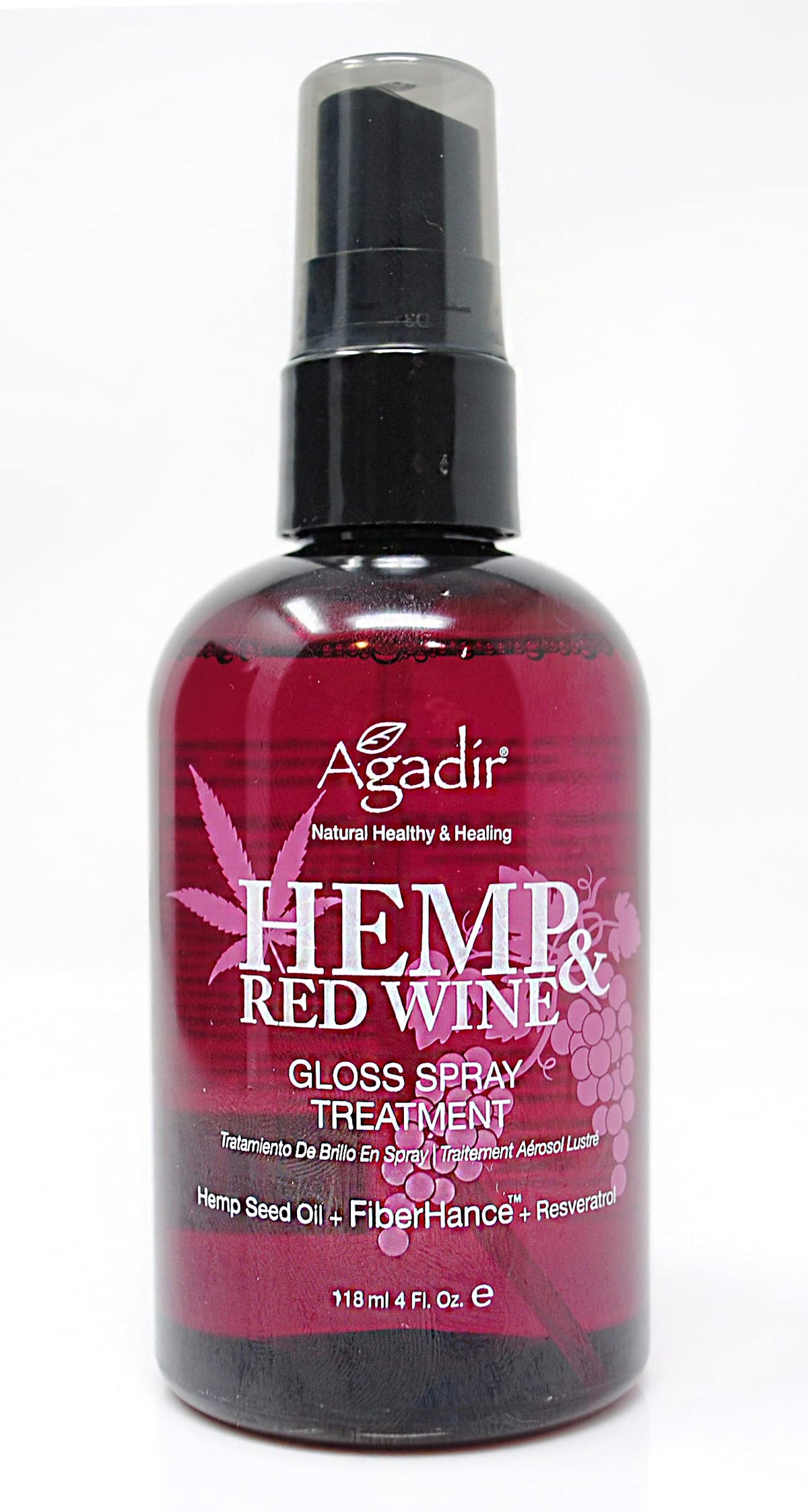 Agadir Hemp & Red Wine Gloss Spray Treatment - 4 Fl. Oz. Hair Shine & Moisture Boost