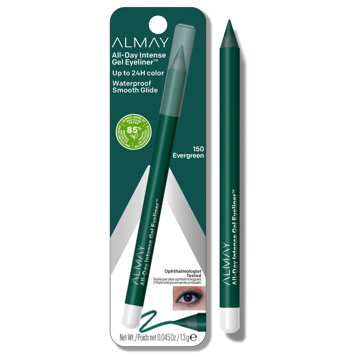 Almay All-Day Intense Gel Eyeliner, Waterproof, Fade-Proof, 150 Evergreen, 0.045 Oz.