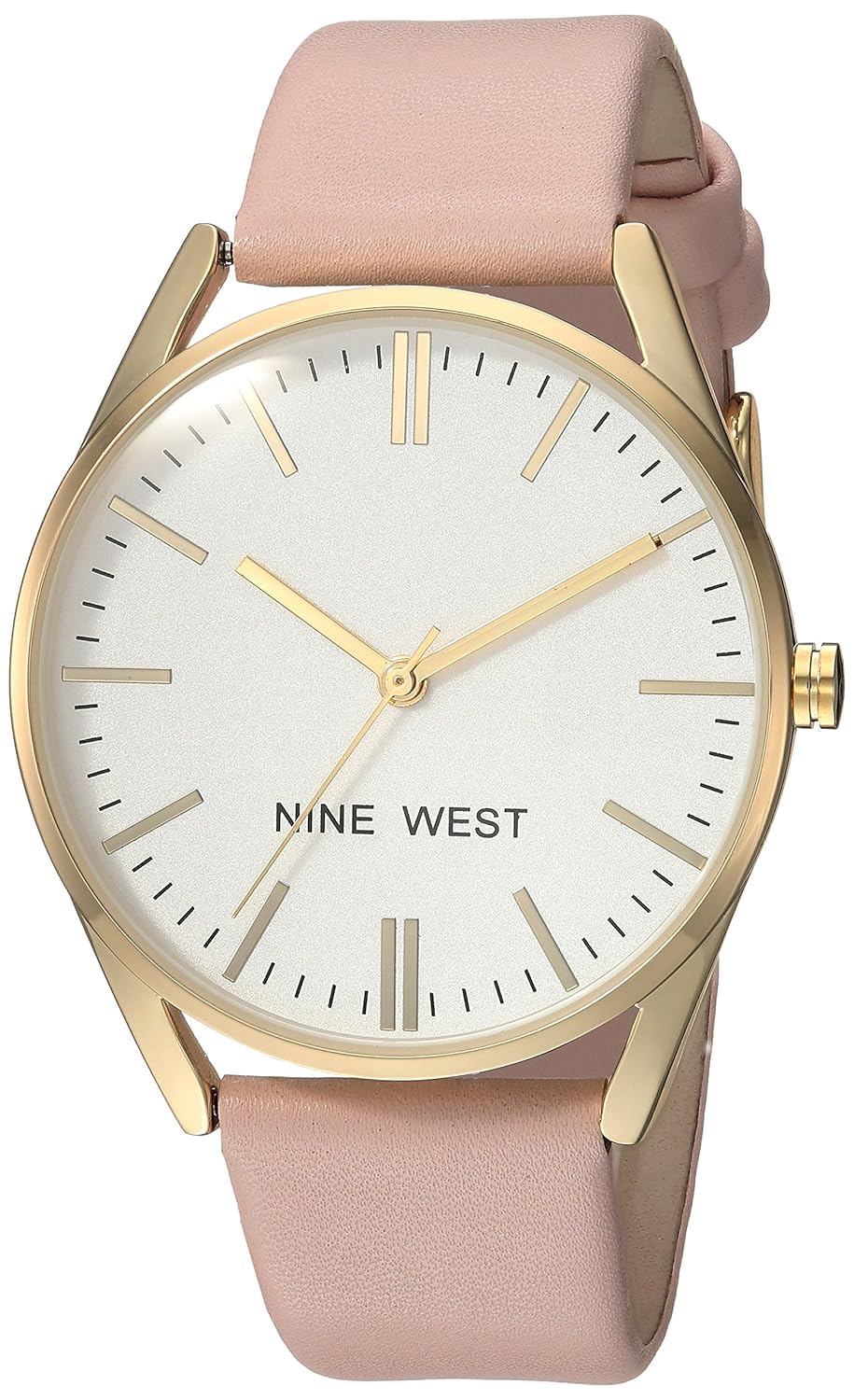 Nine West Gold-Tone & Pastel Pink Strap Watch - Women'S 8.75&quot; Polyurethane Fashion Timepiece