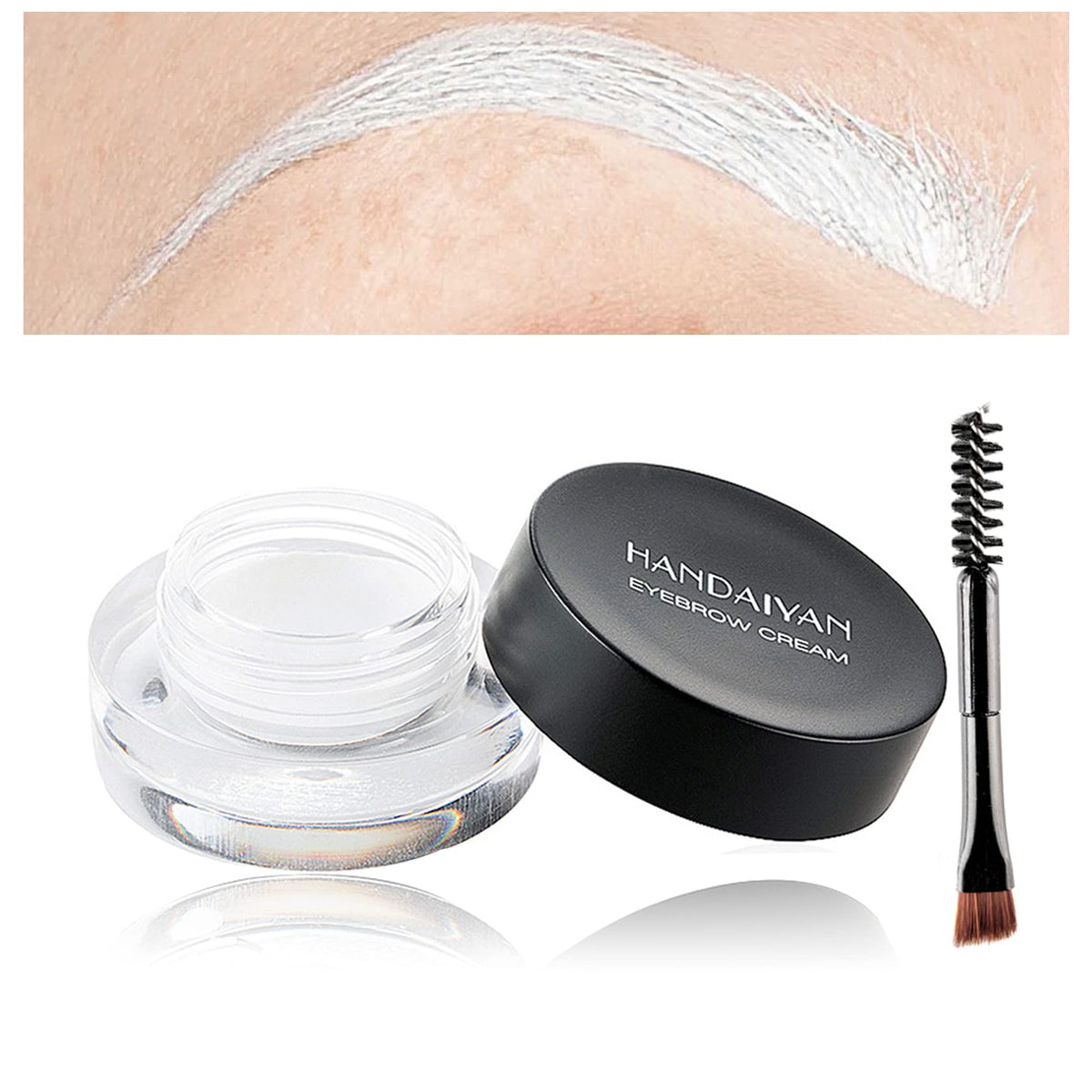 Xingxyuel Eyebrow Pomade Cream - Waterproof, Long Lasting Brow Gel With Brush, White, 0.04 Oz