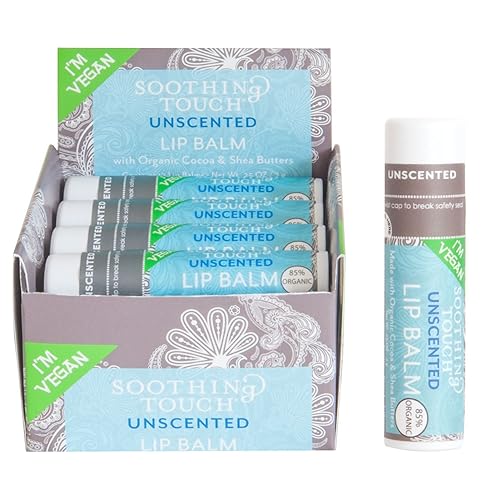 Soothing Touch Unscented Vegan Lip Balm - 0.25 Oz, Pack Of 12, Moisturizing & Hydrating