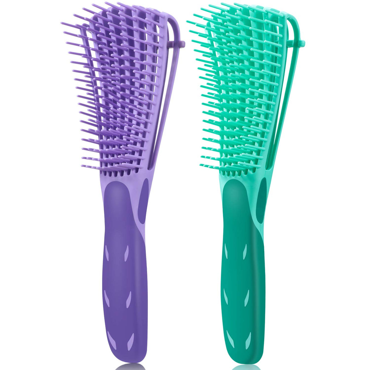 Boao 2 Pack Detangling Brush for Curly Hair - Afro Textured, Wet/Dry, Exfoliating (Green,