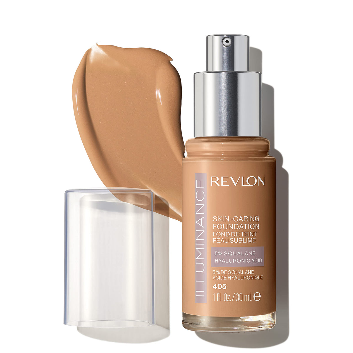 Revlon Illuminance Liquid Foundation, Hyaluronic Acid, Medium Coverage, 405 Hazel, 1 Fl Oz