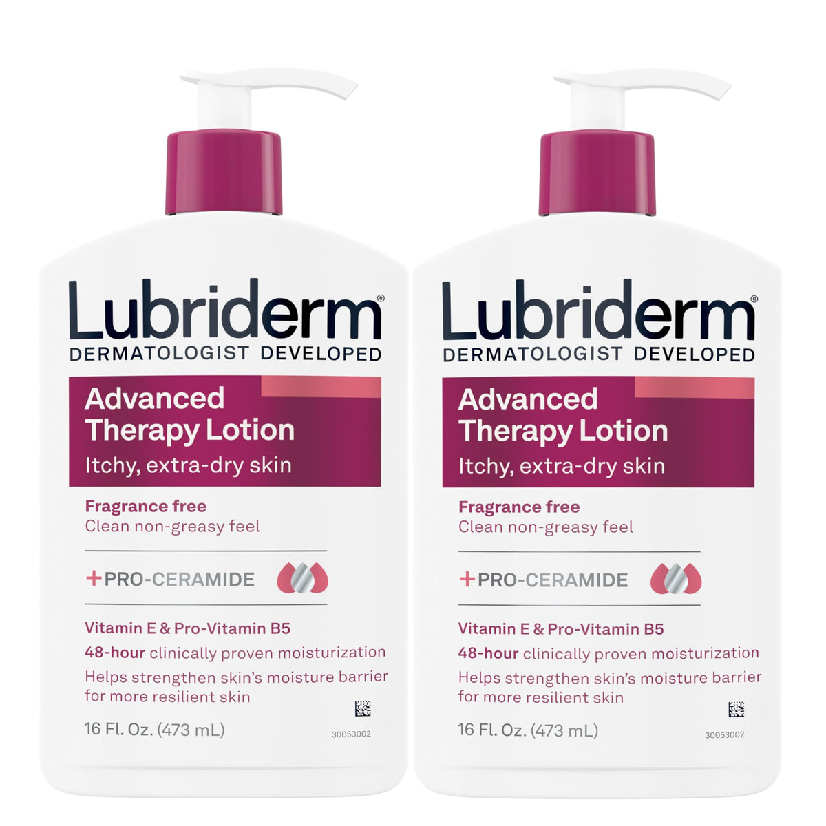 Lubriderm Advanced Therapy Fragrance-Free Lotion, 16 Oz, 2 Pack - Intense Hydration For Dry Skin