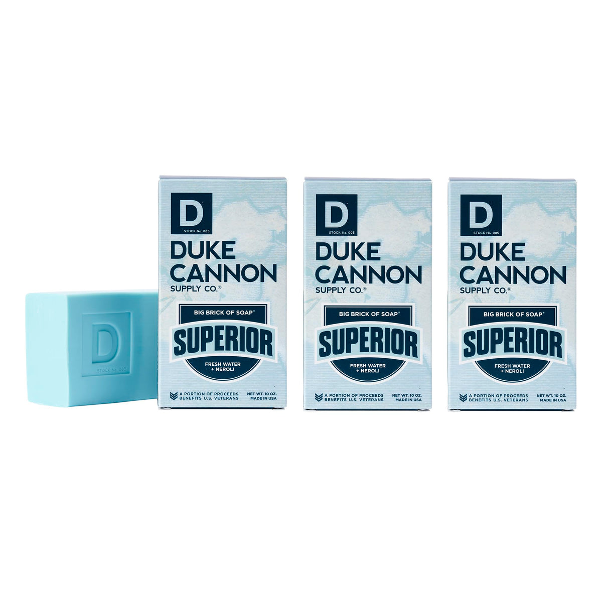 Duke Cannon Big Brick Of Soap 10 Oz Triple Milled, Fresh Water & Neroli Scent, 3-Pack