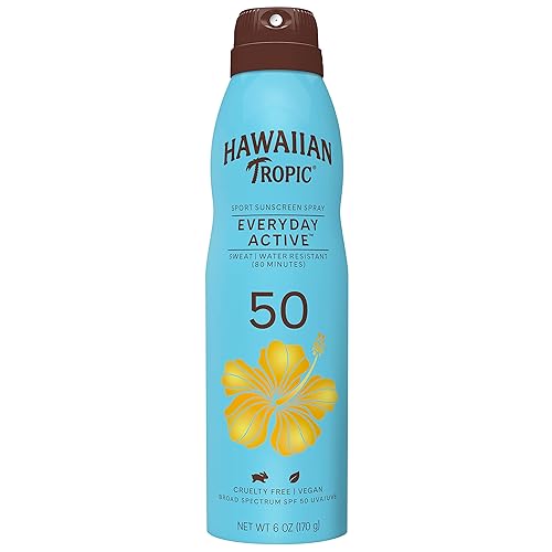 Hawaiian Tropic Spf 50 Clear Spray Sunscreen, 6Oz - Oxybenzone Free, Active Sun Protection