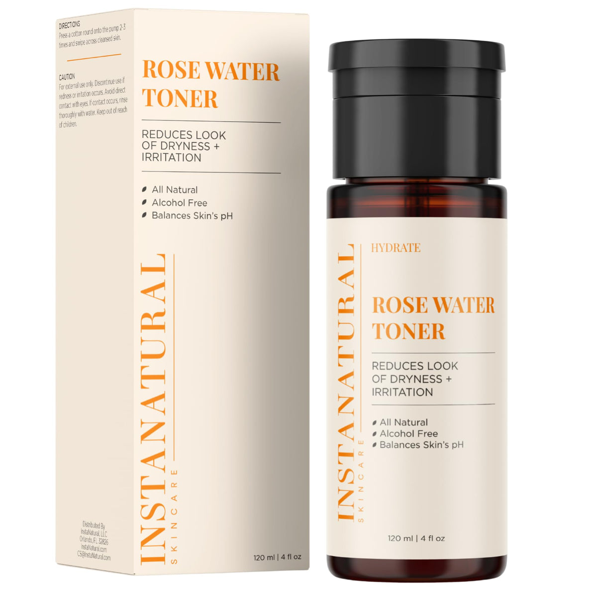 Instanatural Organic Rose Water Face Toner - Hydrates, Soothes, Alcohol-Free, 4 Fl Oz