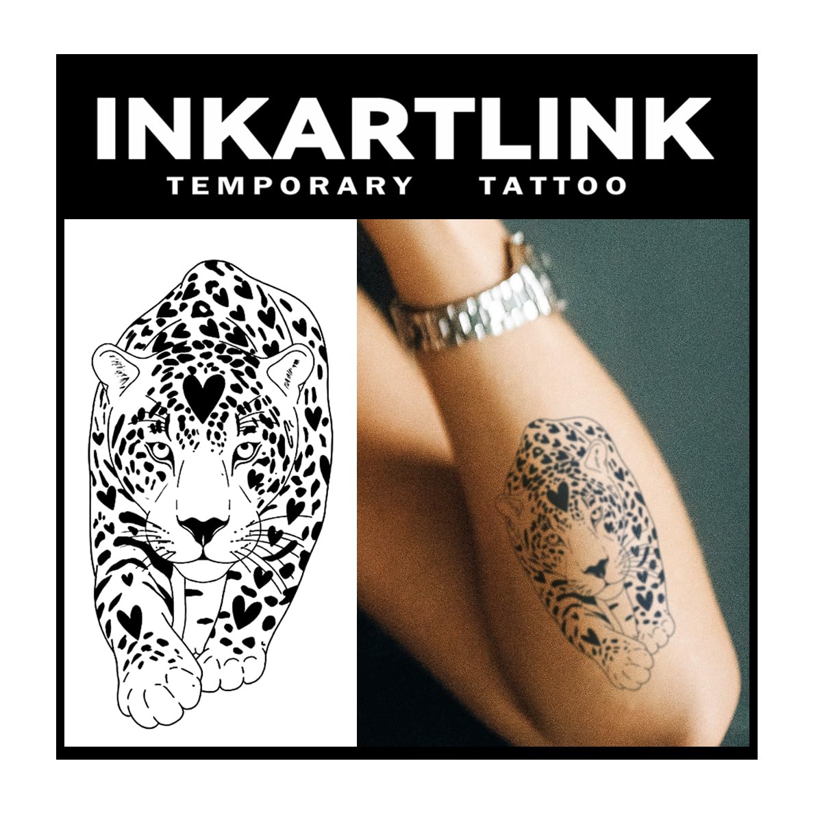 Inkartlink Leopard Design Temporary Tattoo - 2 Sheets, Waterproof, Semi-Permanent, Realistic Look