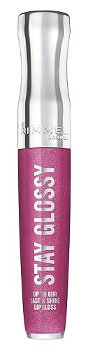 Rimmel Stay Glossy Lipgloss - Savoy Plum, 0.18 Fl Oz, Long-Lasting Shine, Pack Of