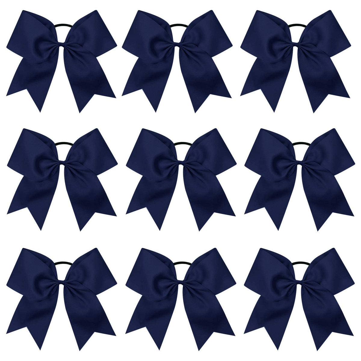 OAOLEER 8&quot; Jumbo Cheer Bows, Navy Blue Elastic Ponytail Holders, 9PCS for Girls & Women