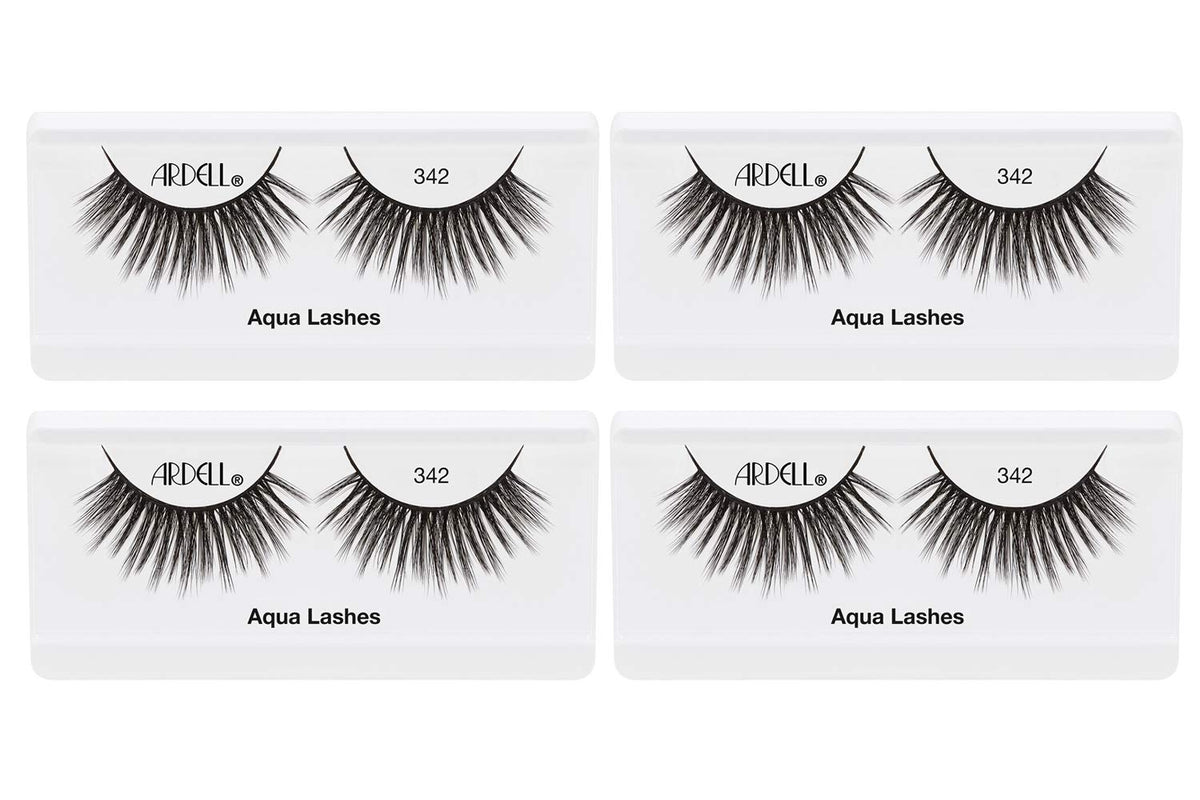 Ardell Aqua False Strip Lashes 342, Reusable, Water Activated, No Glue, 4 Pack