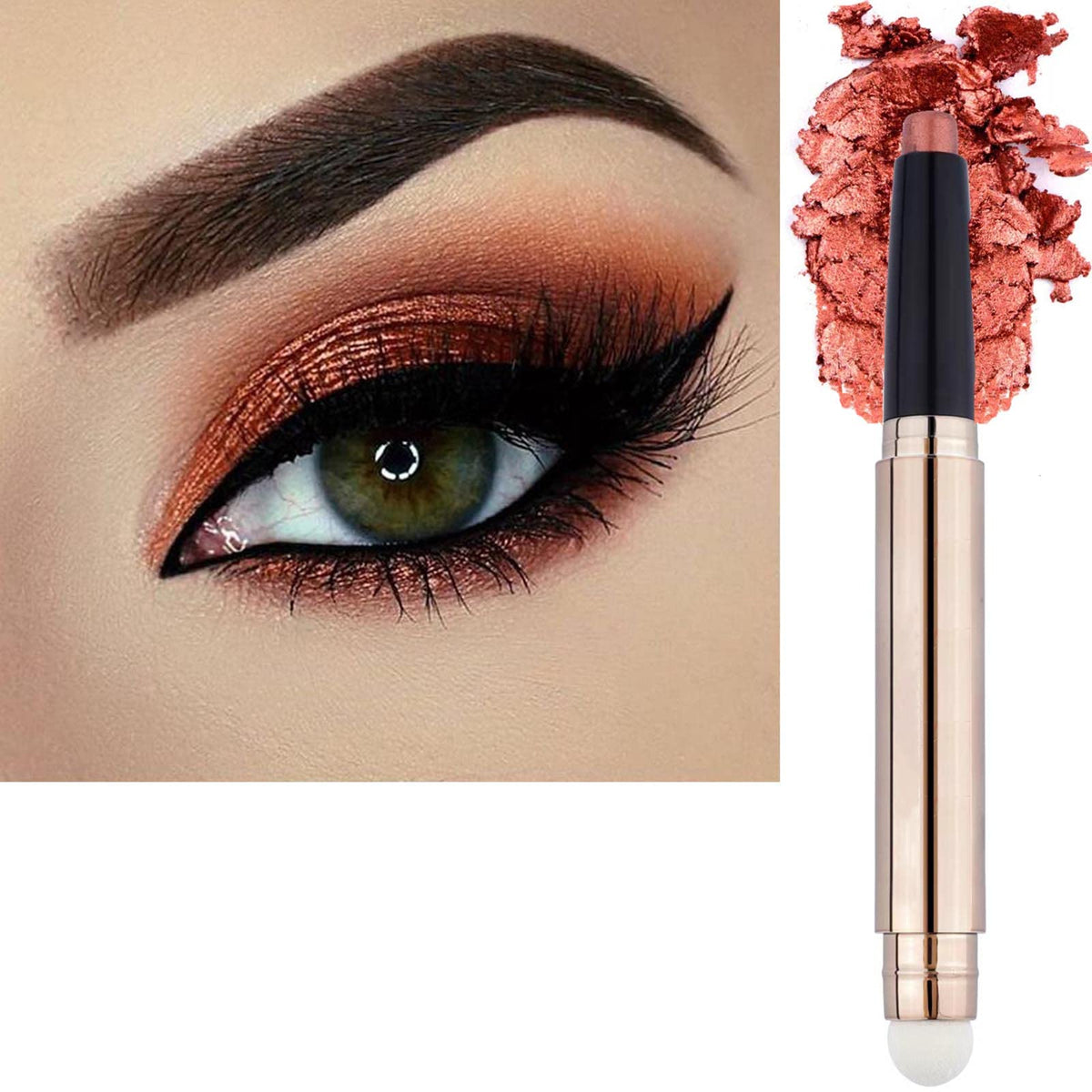 Saubzean Orange Brown Shimmer Eyeshadow Stick - Waterproof Matte Cream Eye Shadow Pencil