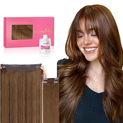 WENNALIFE 22&quot; 150g Light Auburn Brown Wire Hair Extensions - Real Human Hair, Invisible, Remy