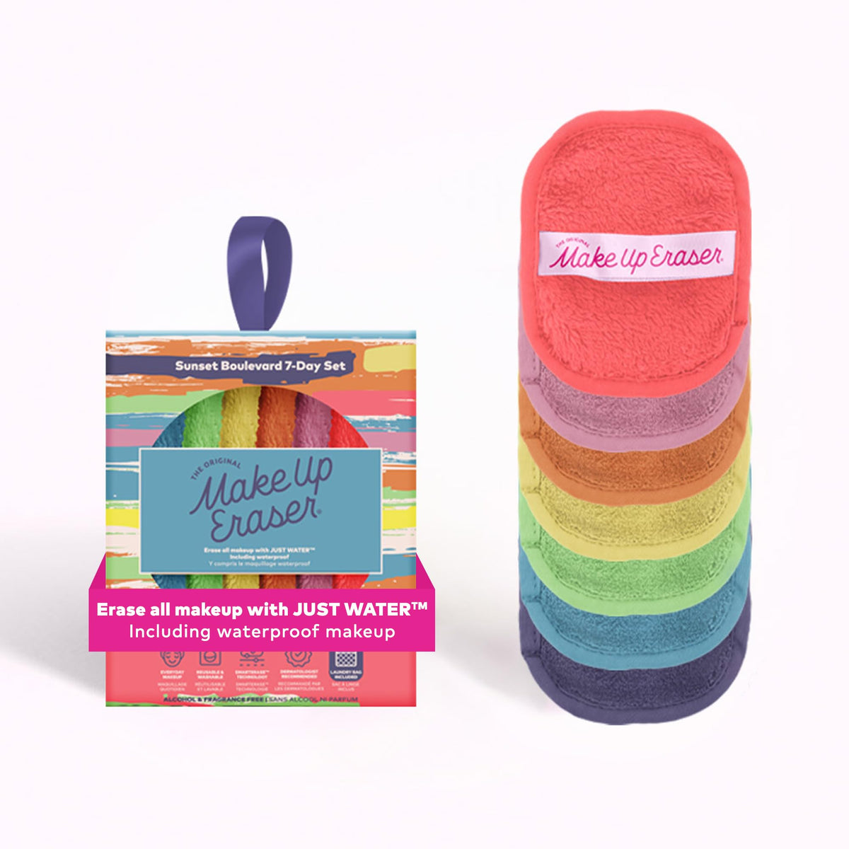 Makeup Eraser 7-Day Set - Erase All Makeup With Water, 7Ct, Sunset Boulevard, Microfiber