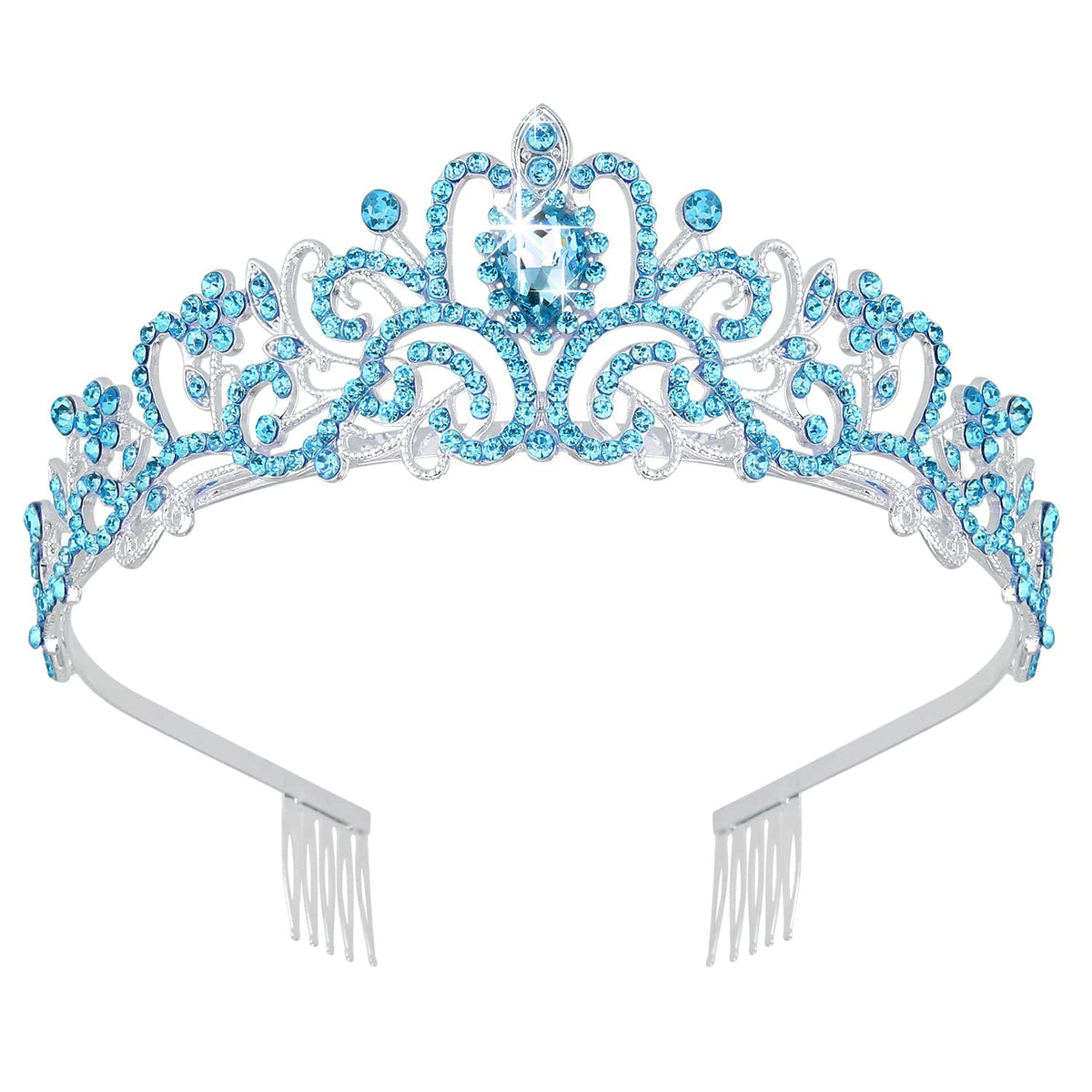 Didder Blue Crystal Tiara Crown for Women, Elegant Bridal Prom Birthday Party Headpiece