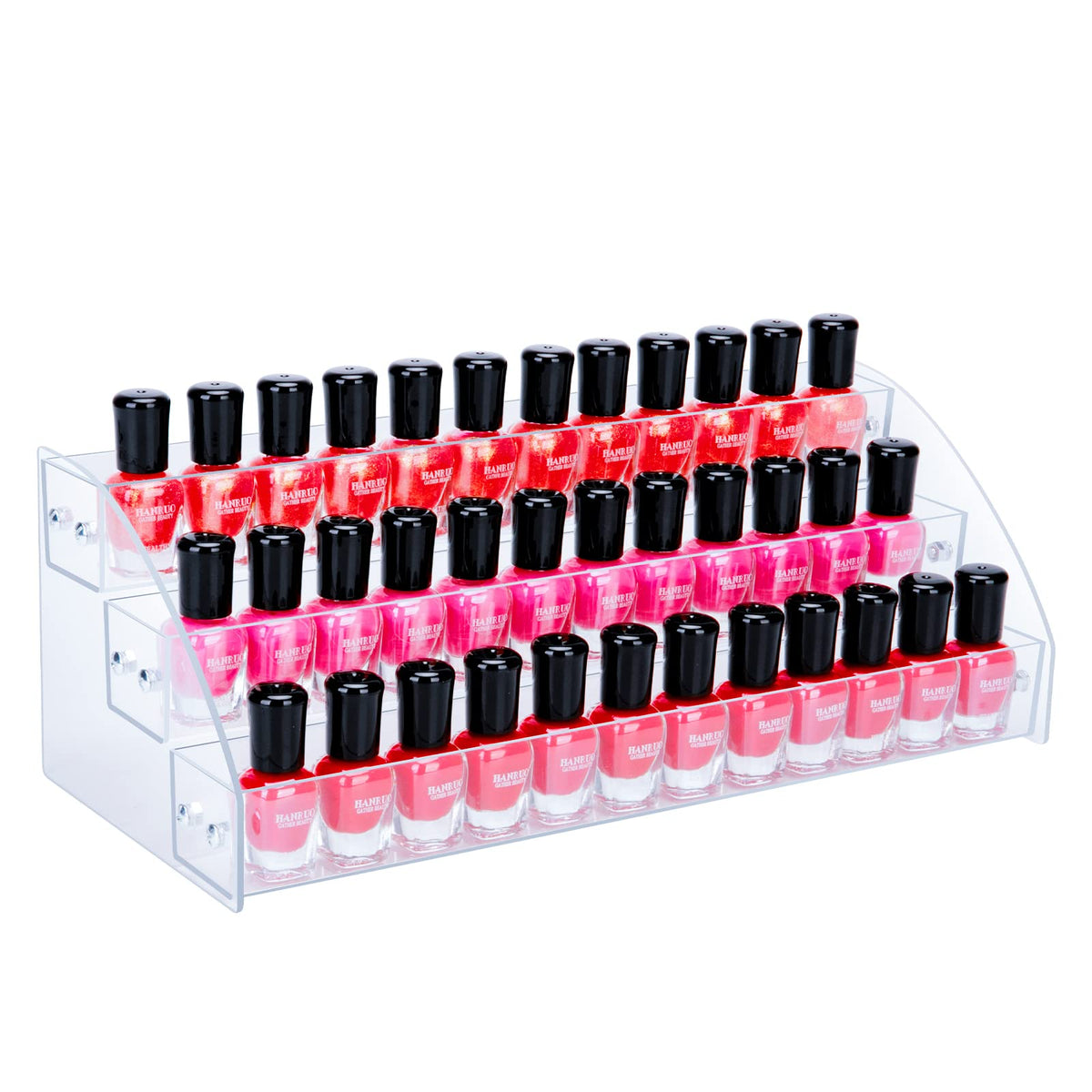 KINGROW 3-Tier Acrylic Nail Polish Organizer - 36 Bottles Makeup Storage Rack Holder