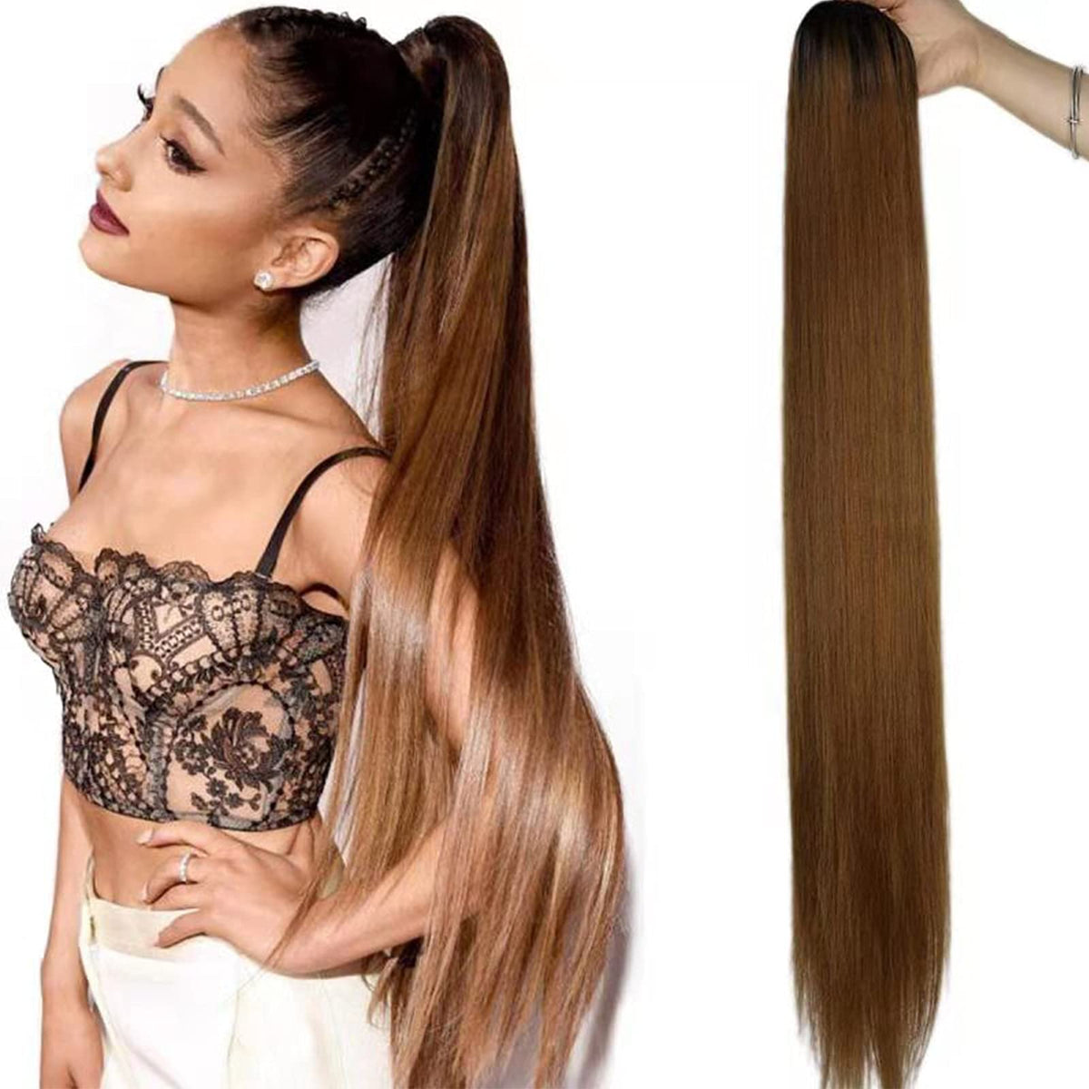 Fashion Icon 30&quot; Long Straight Drawstring Ponytail Extension - T2/30#, Synthetic Hair