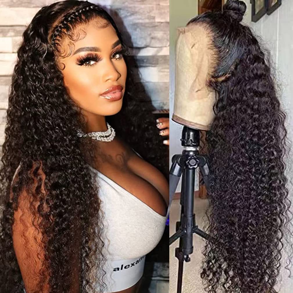 Wppikk 13X4 Lace Front Wig - 24&quot; Pre Plucked Brazilian Curly Human Hair For Black Women