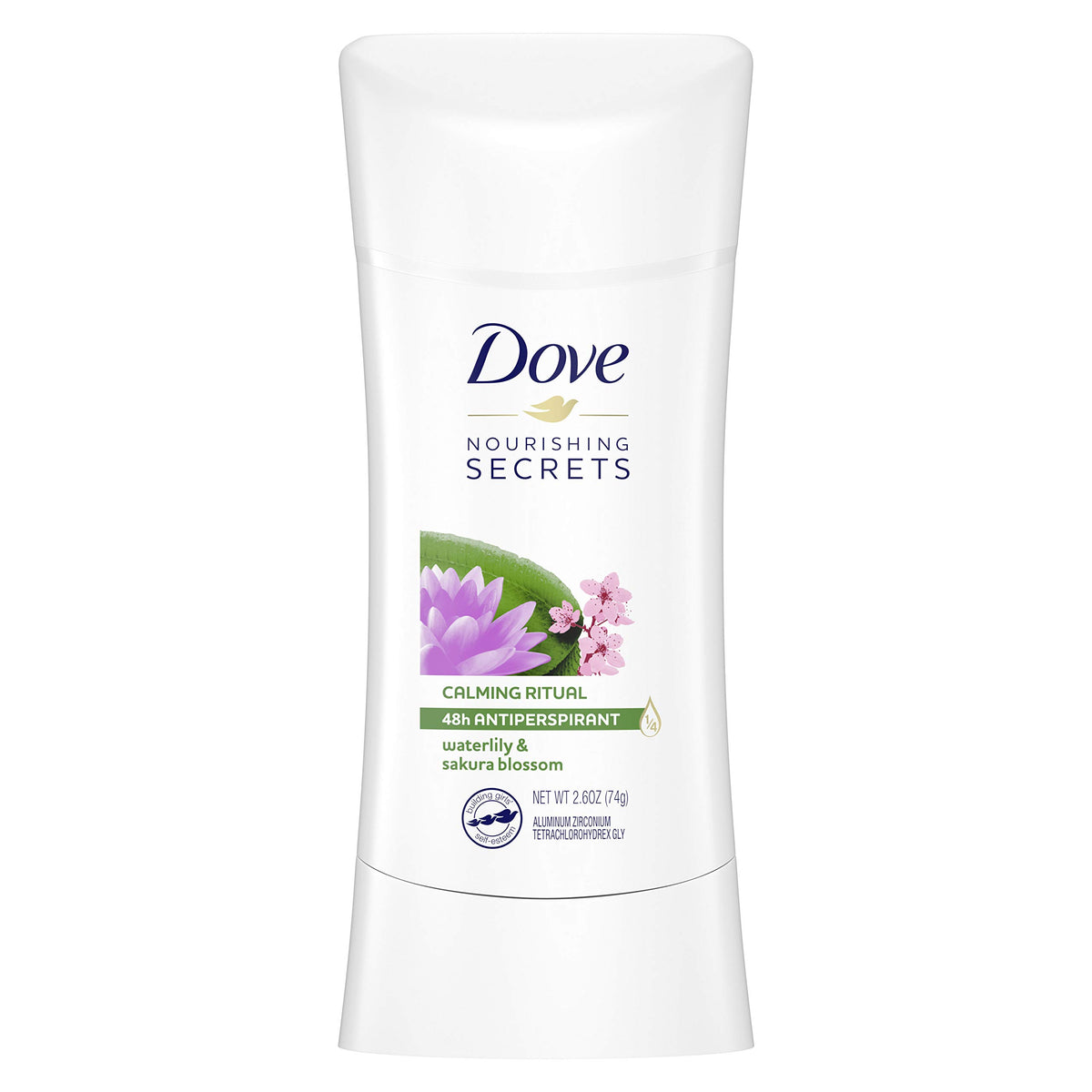 Dove Antiperspirant Deodorant Stick For Women, Waterlily & Sakura Blossom, 48 Hour Protection, 2.