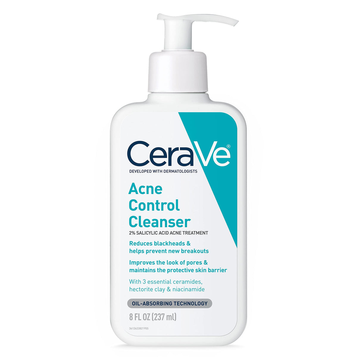 Cerave Acne Treatment Face Wash With Salicylic Acid & Niacinamide, 8 Oz - Pore Control & Blackhead Rem