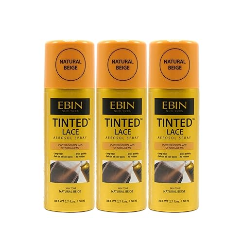 EBIN NEW YORK Tinted Lace Spray 3-Pack - Natural Beige, Quick Dry, Water-Resistant, No Residue